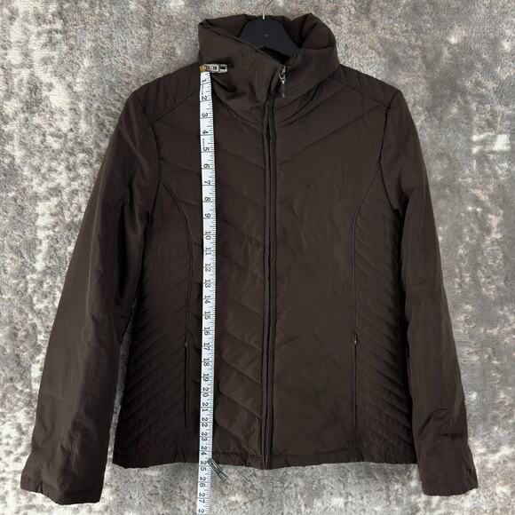 Kenneth Cole Size S Duck Down Mock Neck Outdoor Jacket Brown Full Zip Long Sleev - Picture 2 of 9